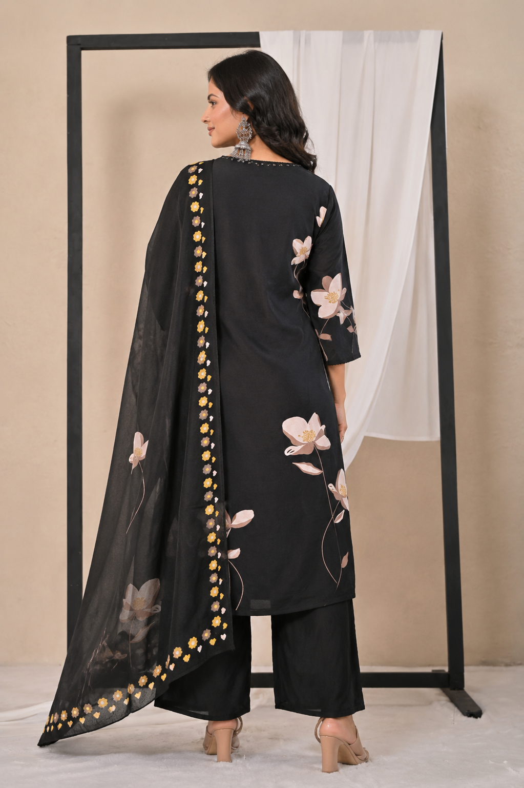 Women's Floral Printed Kurta Palazzo Dupatta Set