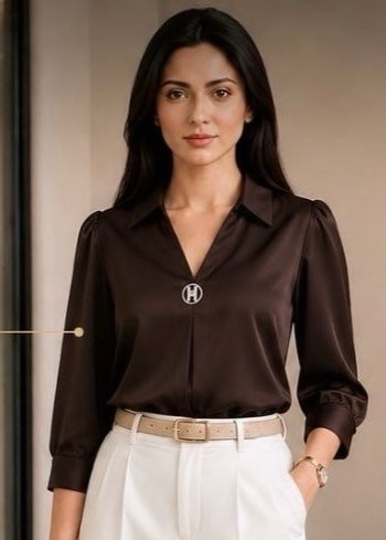 Premium Satin Office Wear Top for Women
