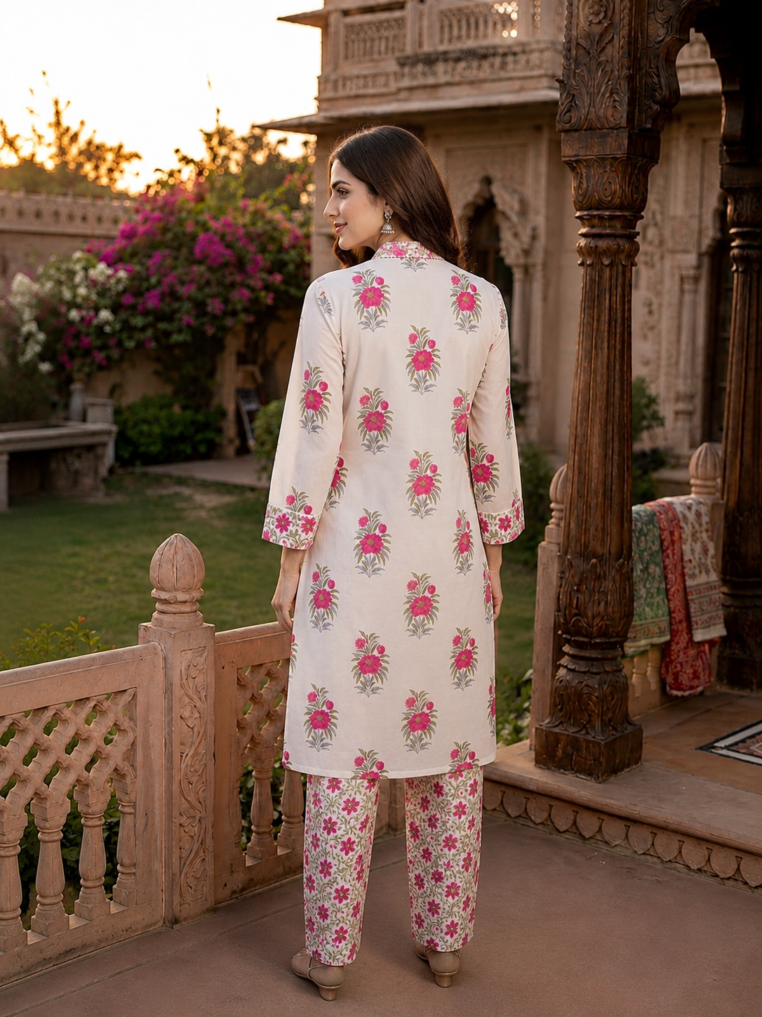 Blossom Charm Floral Printed Kurti Pant Set