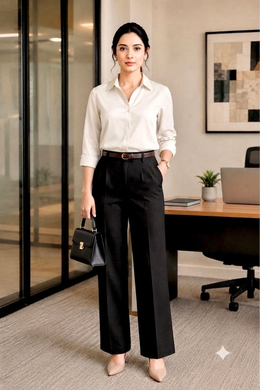 The Classic Monochrome Satin & Straight-Fit Set