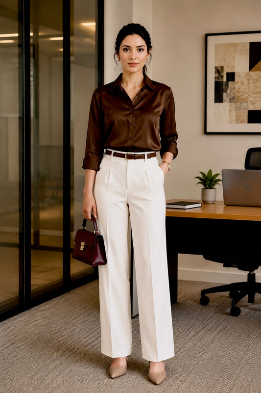 The Executive Satin & Straight-Fit Trouser Set