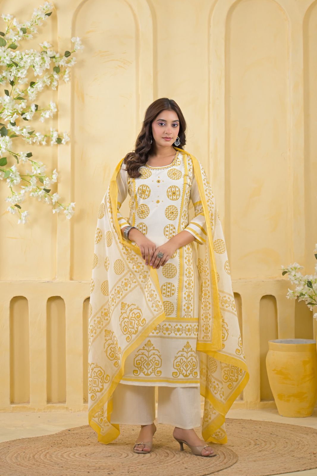 Sunshine Bloom Printed Kurti Set with Dupatta - Hurry up only 1 left